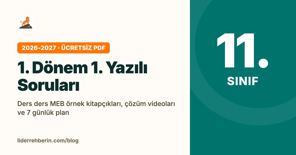 11. Sınıf 1. Dönem 1. Yazılı Soruları 2026-2027 (MEB PDF)