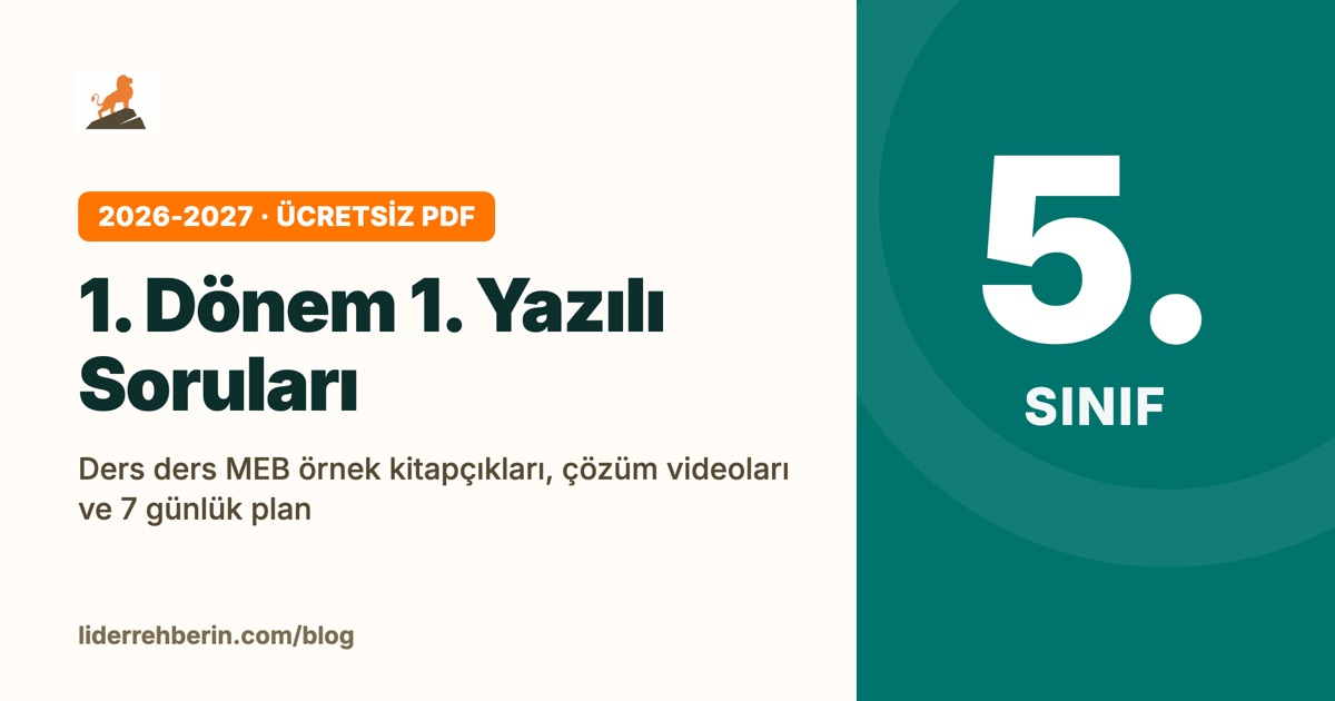 5. Sınıf 1. Dönem 1. Yazılı Soruları 2026-2027 (MEB PDF)