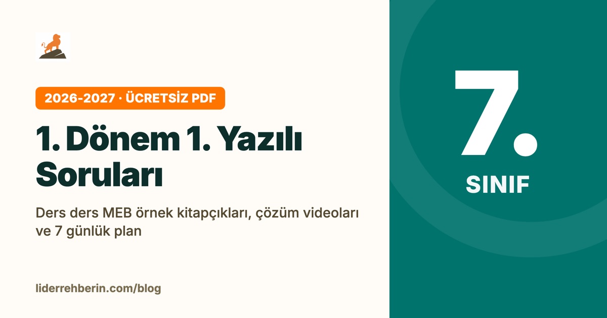 7. Sınıf 1. Dönem 1. Yazılı Soruları 2026-2027 (MEB PDF)