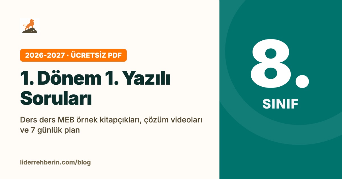 8. Sınıf 1. Dönem 1. Yazılı Soruları 2026-2027 (MEB PDF)