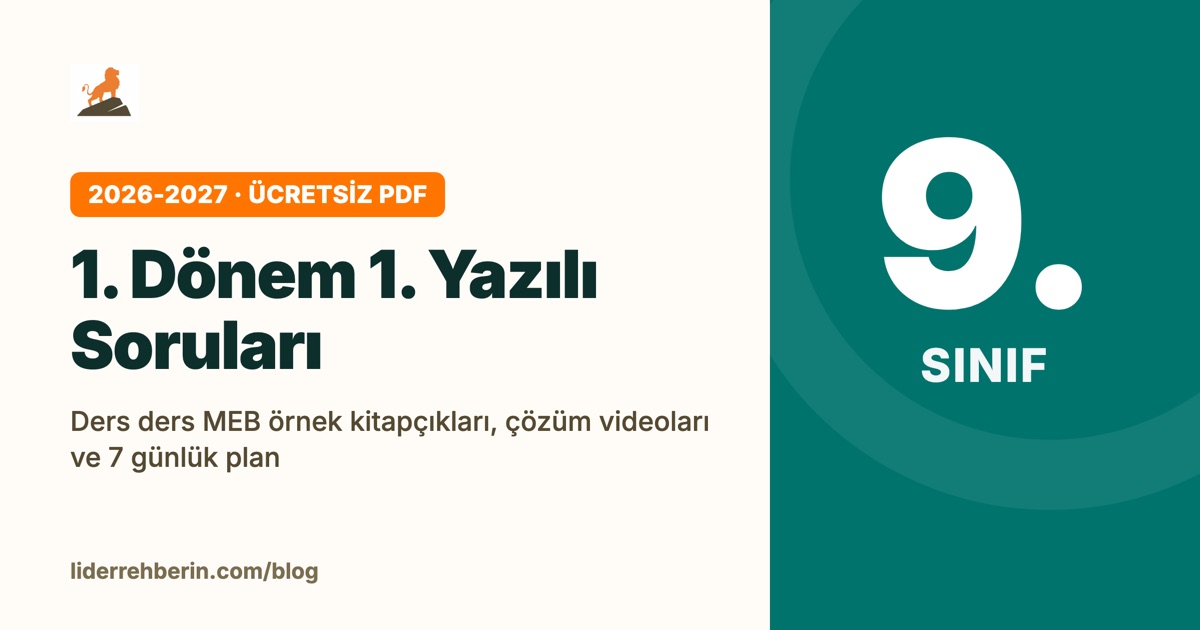 9. Sınıf 1. Dönem 1. Yazılı Soruları 2026-2027 (MEB PDF)