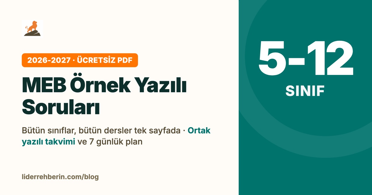 5-12. Sınıf MEB Örnek Yazılı Soruları 2026-2027 PDF