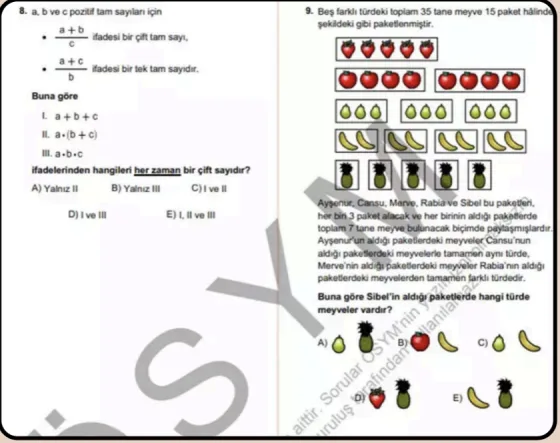 ÖSYM çıkmış TYT matematik sorusu örnek sayfası