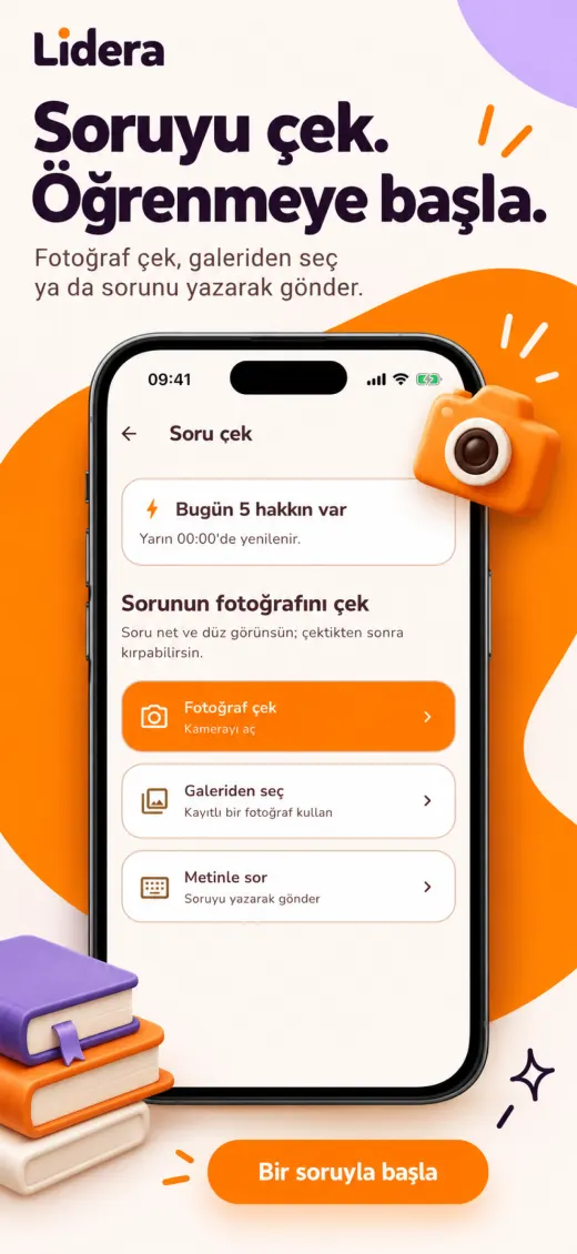 Soruyu çek, öğrenmeye başla: fotoğraf çek, galeriden seç ya da sorunu yazarak gönder