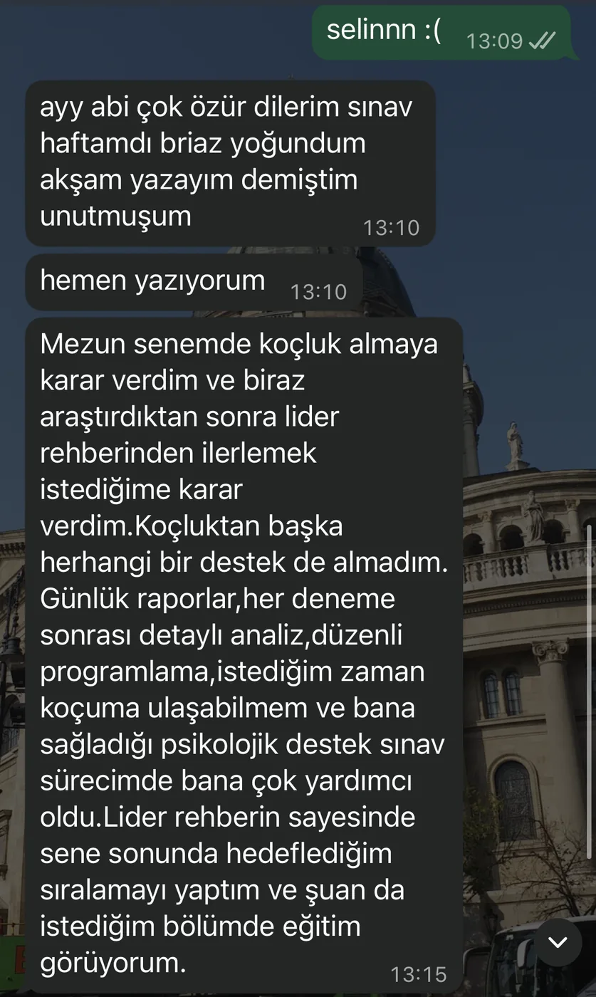 Selin H. – koçluk süreciyle ilgili WhatsApp mesajları